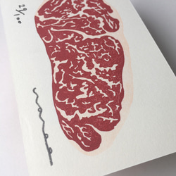 木版画 ステーキ肉 ポストカード 2枚目の画像