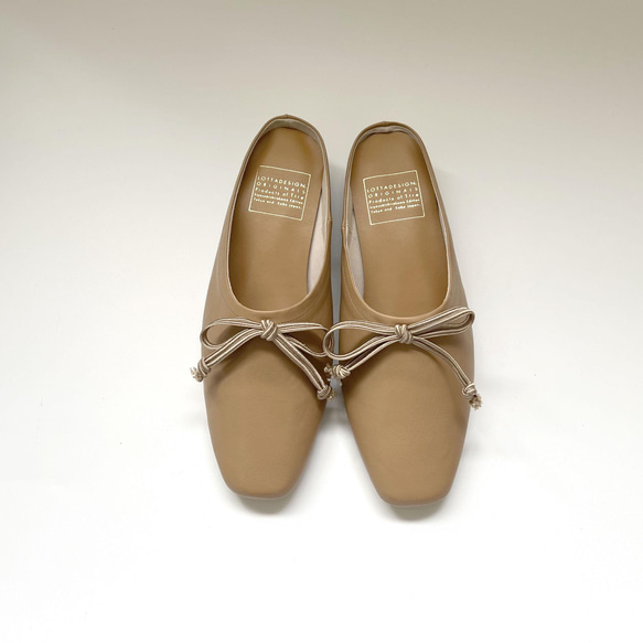 ULLA_Square Ribbon Babouche 穆勒鞋 | 深米色 | 訂購 第2張的照片