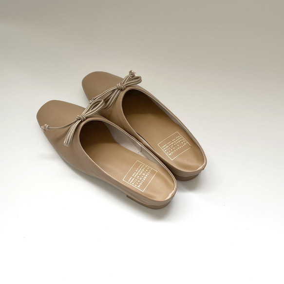ULLA_Square Ribbon Babouche 穆勒鞋 | 深米色 | 訂購 第6張的照片