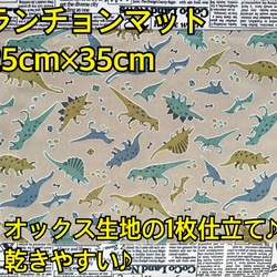 横入れ型お弁当袋 コップ袋 ランチョンマット ３点セット 内側はナイロン生地♪  恐竜 柄 8枚目の画像