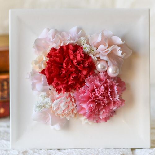 母の日やプレゼントにピッタリ♪カーネーションが可愛い壁掛け＋自立  