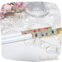 小さなお花のハーバリウムペン【ピンク&ブルー】❀そのままプレゼントできるラッピングオプション付き 2枚目の画像