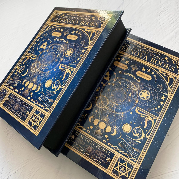 魔法の本のようなブックボックス "空想天体古書Ⅰ・月の満ち欠け" / 小物入れ 11枚目の画像