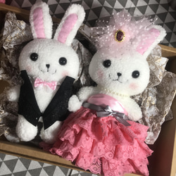 RABBIT LULU【兔子娃娃 結婚兔 蜜桃粉婚紗】結婚禮物 婚禮會場佈置 安床娃娃 第3張的照片