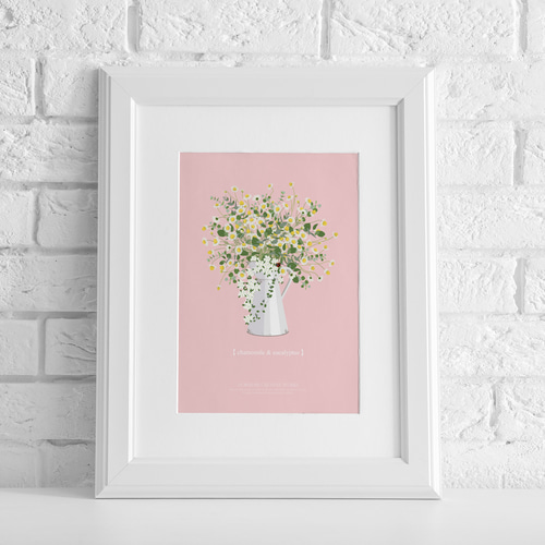 カモミールとユーカリのピッチャーアレンジ】インテリア アート