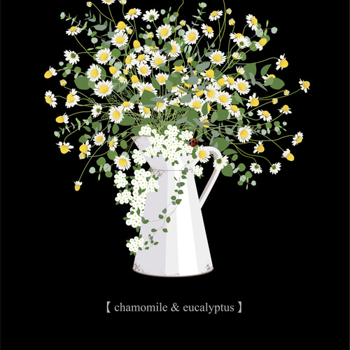 カモミールとユーカリのピッチャーアレンジ】インテリア アート