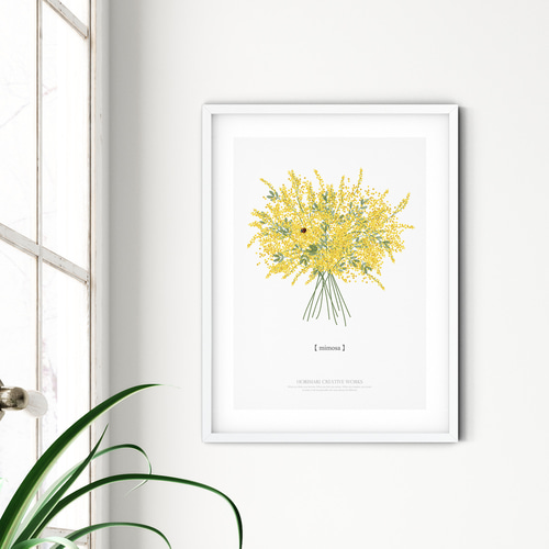 大人っぽいミモザのブーケ】白背景 インテリア アートポスター Étape73