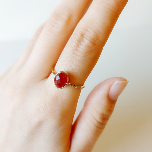 レッドアゲートリング 天然石 天然石リング アクセサリー シンプル