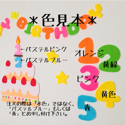 フェルト　大きなケーキ　バースデーガーランド　誕生日飾り　ハーフバースデー　パステル　小 2枚目の画像