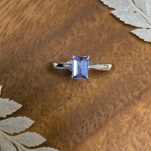 12月誕生石 タンザナイト スクエア 6×4mm 指輪 ロジウムコーティング 