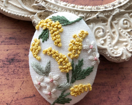 刺繍キット〉ミモザのブローチ キット Marguerite刺繍教室 通販