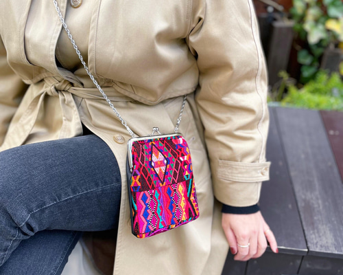 Guatemalan Huipil × Leather Mini Bag／グアテマラ 刺繍 レザー