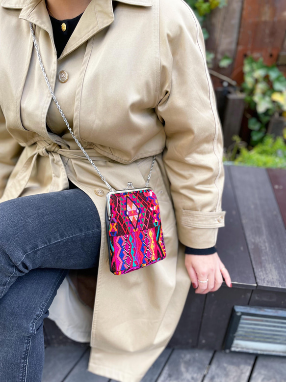 Guatemalan Huipil × Leather Mini Bag／グアテマラ 刺繍 レザー