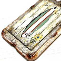 古材風サビ塗装サーフ&シャビーフラワースマホケースiPhone.Android 2枚目の画像