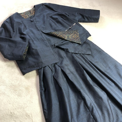 Creema春の福袋2022  大島紬のセットアップ　リバーシブルジャケットとジャンバースカート　着物リメイク 4枚目の画像