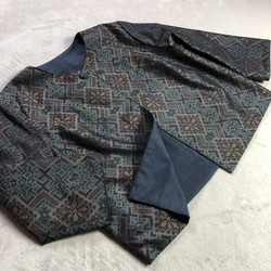Creema春の福袋2022  大島紬のセットアップ　リバーシブルジャケットとジャンバースカート　着物リメイク 5枚目の画像