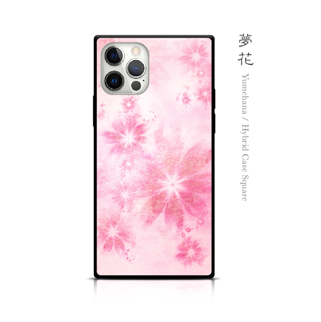 夢花 - 和風 四角型 強化ガラスiPhoneケース/iPhone17/17Pro/17ProMax/Airも対応