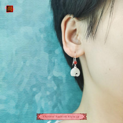 中國復古手工女式耳環 銀925 和田玉南紅瑪瑙民族風#116 第6張的照片
