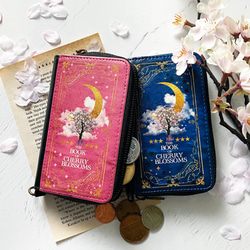 架空の洋書 夜桜の本 ミニ財布・コンパクト財布 キーウォレット 1枚目の画像
