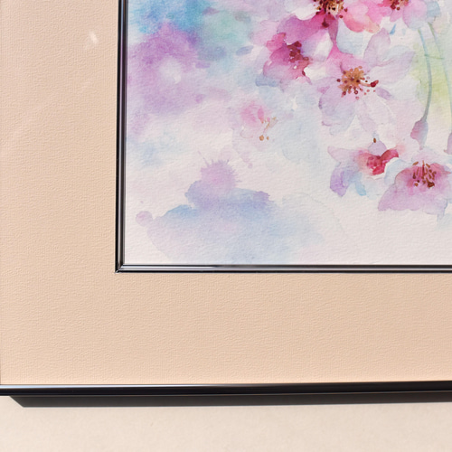 水彩画原画　額入り　春のお花 花の水彩画(ローズガーデンベース)／額付き原画 絵画 サクラビト