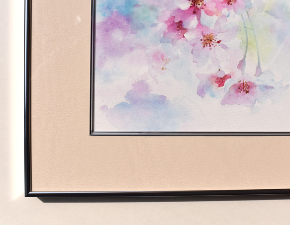 「春を染める」水彩原画 一点物 額縁付き　豪華プレゼント付き 6枚目の画像