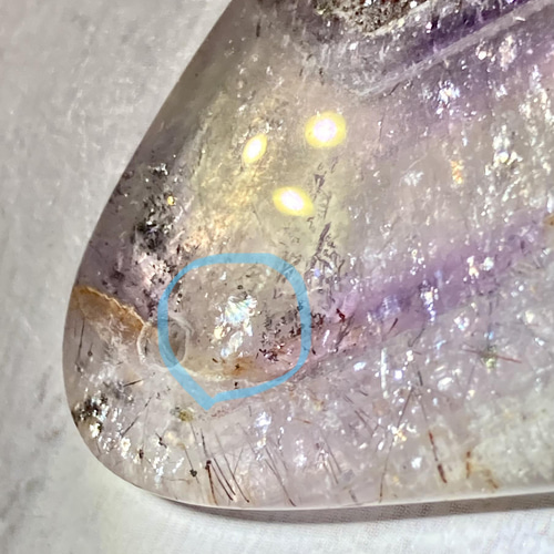 スーパーセブン˚✧₊⁎アメジスト 虹入り 穴あき 天然石 東洋占星術師の 
