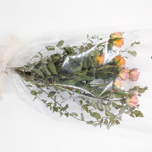 オレンジのバラとユーカリのドライフラワースワッグ ドライ