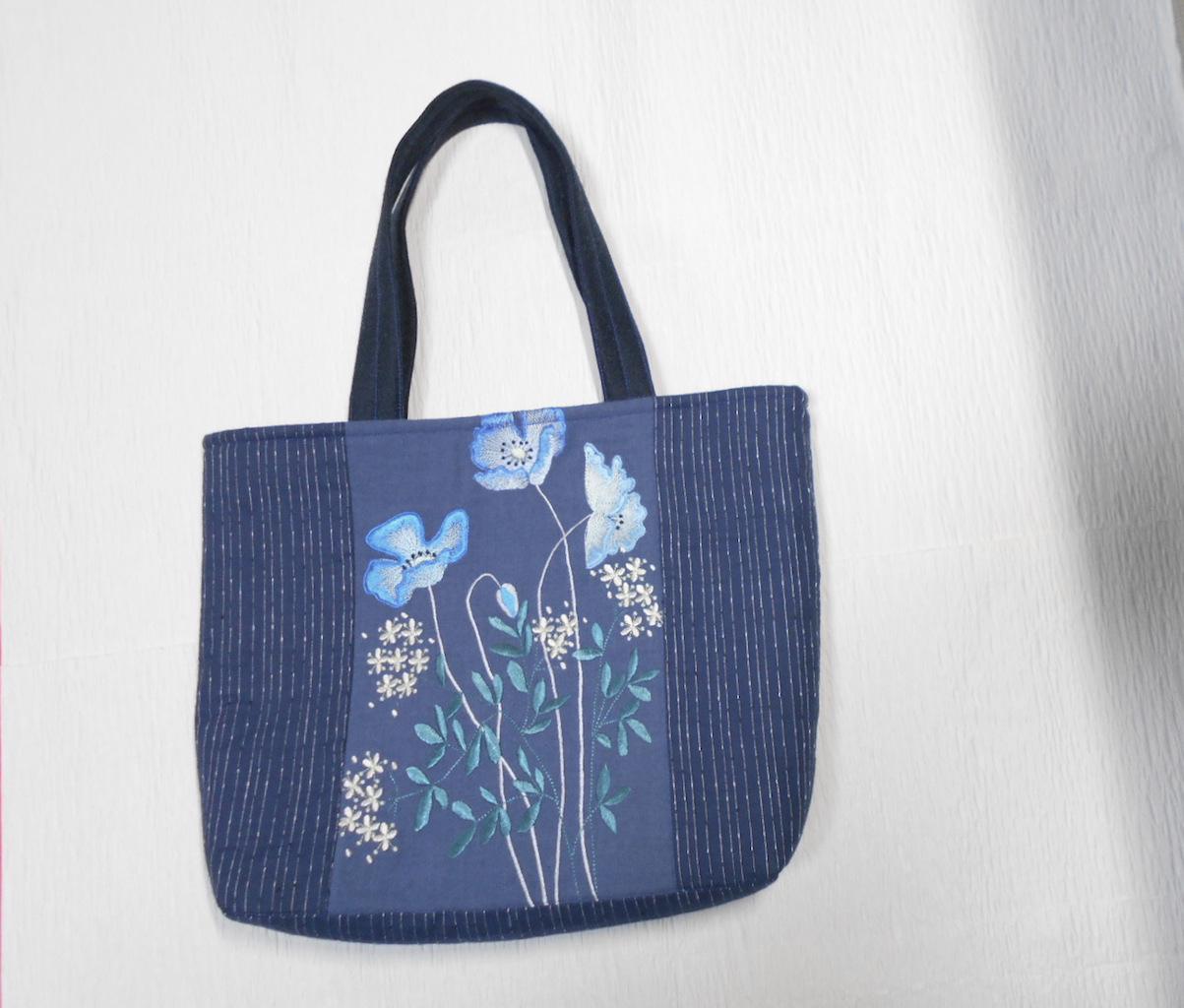 花柄パッチの手提げバッグ 6 ハンドメイド