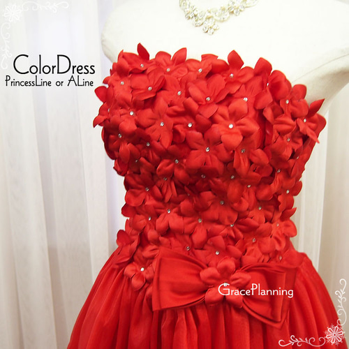 GRACE PLANNING 赤いカラードレス、ウエディング、パーティドレス ♡
