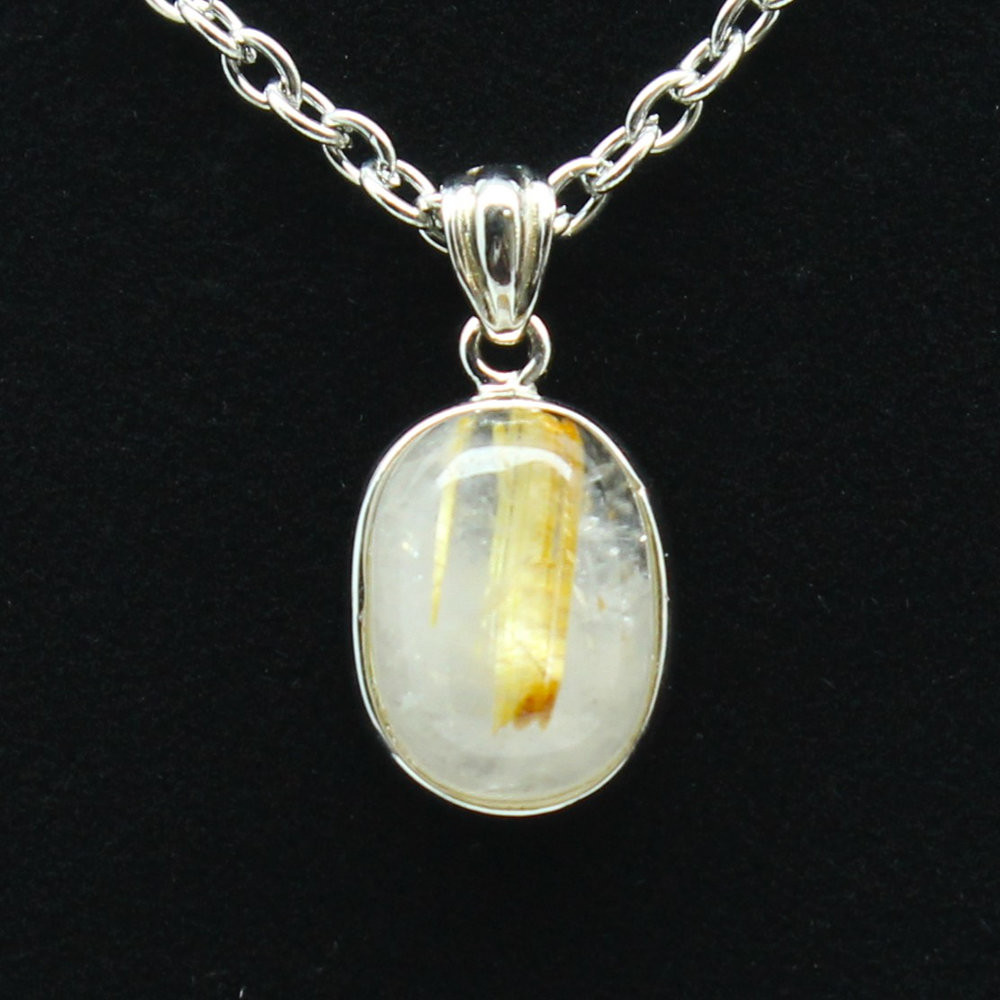 【ギラリと光るルチル】一点物 ゴールドタイチンルチル クォーツ ペンダント シルバー925 ＫＧＴ４２ 金針水晶 お守り