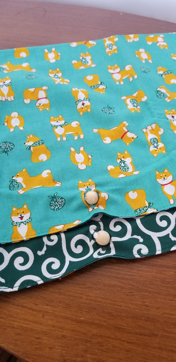 【作り方キット】柴犬みどり　Bento cloth 'n' bag ～紐を引っ張るとお弁当袋になるランチクロス～ 6枚目の画像