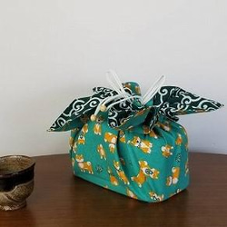 【作り方キット】柴犬みどり　Bento cloth 'n' bag ～紐を引っ張るとお弁当袋になるランチクロス～ 4枚目の画像