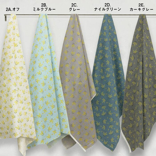 日本製Mimosaミモザ柄広幅ダブルガーゼ生地 syo-19862-Aオフ｜花柄