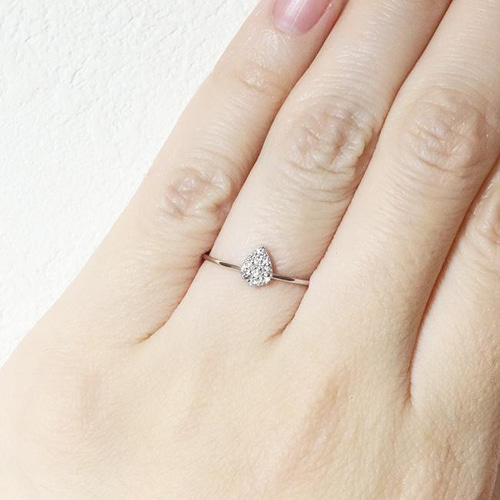 K18 Pt900 0.10ct 天然ダイヤリング指輪