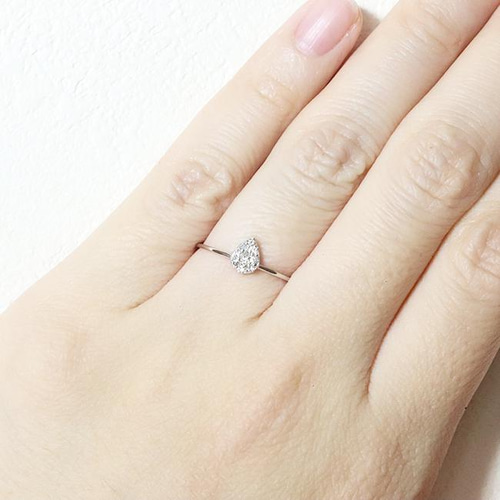 Pt900 しずく 0.10ct 天然ダイヤモンド リング 指輪 雫 涙 ティア  