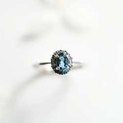 一顆吸引您所需和機會的寶石。倫敦藍色托帕石和氧化鋯戒指，一種尺寸適合所有人，十一月生日石 第2張的照片