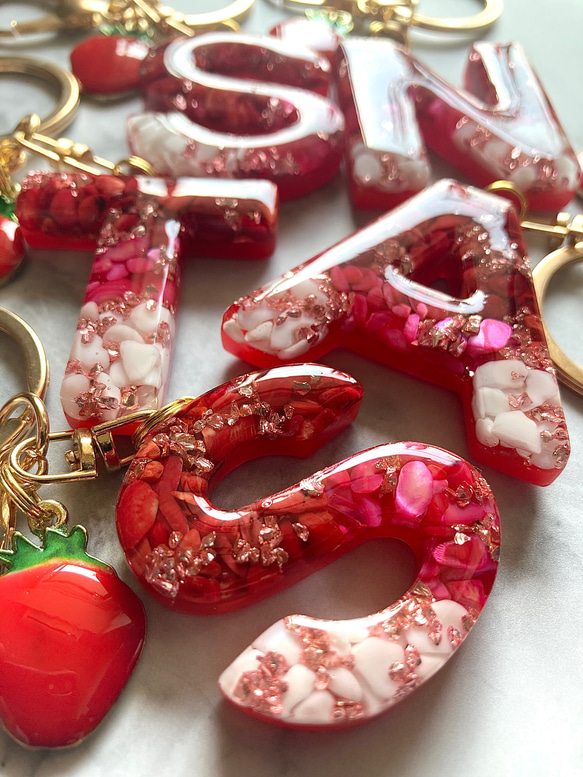キーホルダー キーチャーム レジン お名前 イニシャル