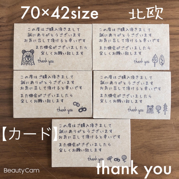ル 年末のプロモーション 70×42サイズ 大きめ サンキュー【カード 63枚】手紙風 北欧 文房具・ステーショナリー