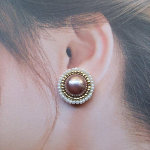 インド刺繍リボン ピアス/イヤリング フラワー おおぶり