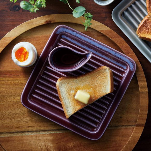 即納！最大半額！ サクッとトーストプレート パン皿／モーニング／揚げ物 パープル 保存容器・ケース
