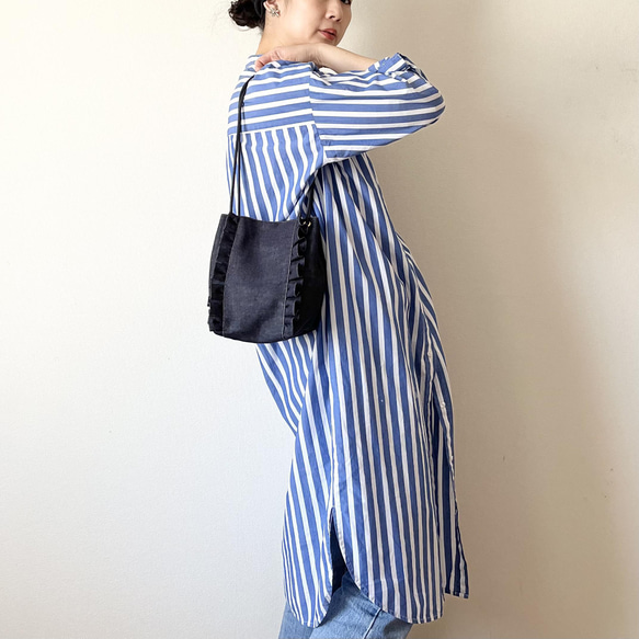 【受注生産】 斜めがけにも！2way denim mini bag （denim navy） 9枚目の画像