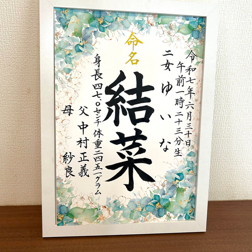 ☆3枚セット☆ ｵﾘｼﾞﾅﾙA4サイズ命名書｜手書きの世界に一枚※3日