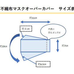 【不織布マスクオーバーカバー】ハワイアングリーン　プルメリア　ネイビー　普通サイズ用　YFOC547 7枚目の画像