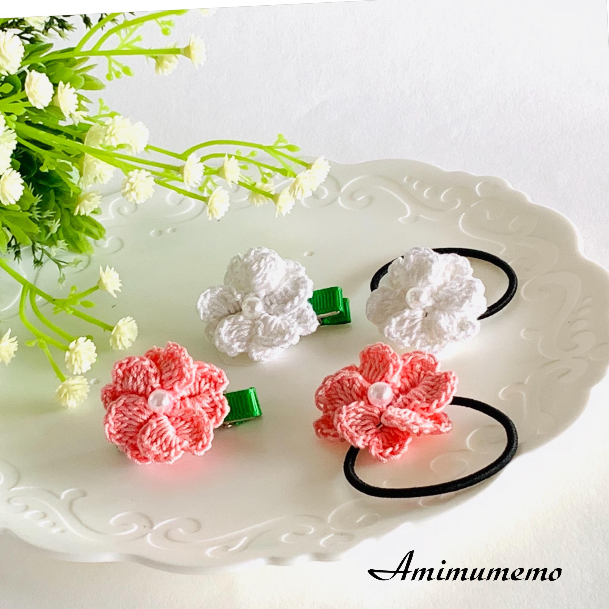 つまみ細工のベビークリップ 桜 春色