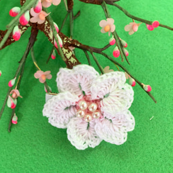 桜モチーフのヘアゴム☆ベビー、キッズ用☆かぎ針編み☆２個セット☆送料無料 4枚目の画像