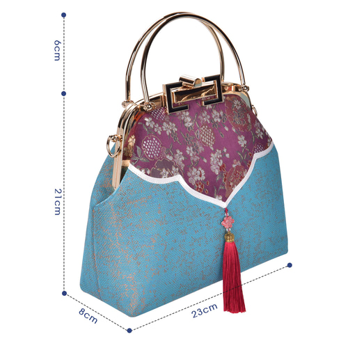 【ハンドメイド】西陣織金襴 金糸 ラメ糸ハンド バッグ バンブー 持ち手#B10 ハンドメイド 西陣織金襴 金糸 ラメ糸ハンド バッグ バンブー