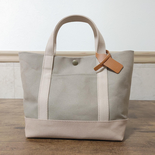 帆布トートバッグ S グレージュ×ピンクベージュ×フォーン トート