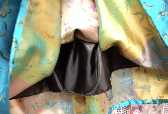 蝴蝶圖案中國喇叭長裙：淺藍色 第7張的照片