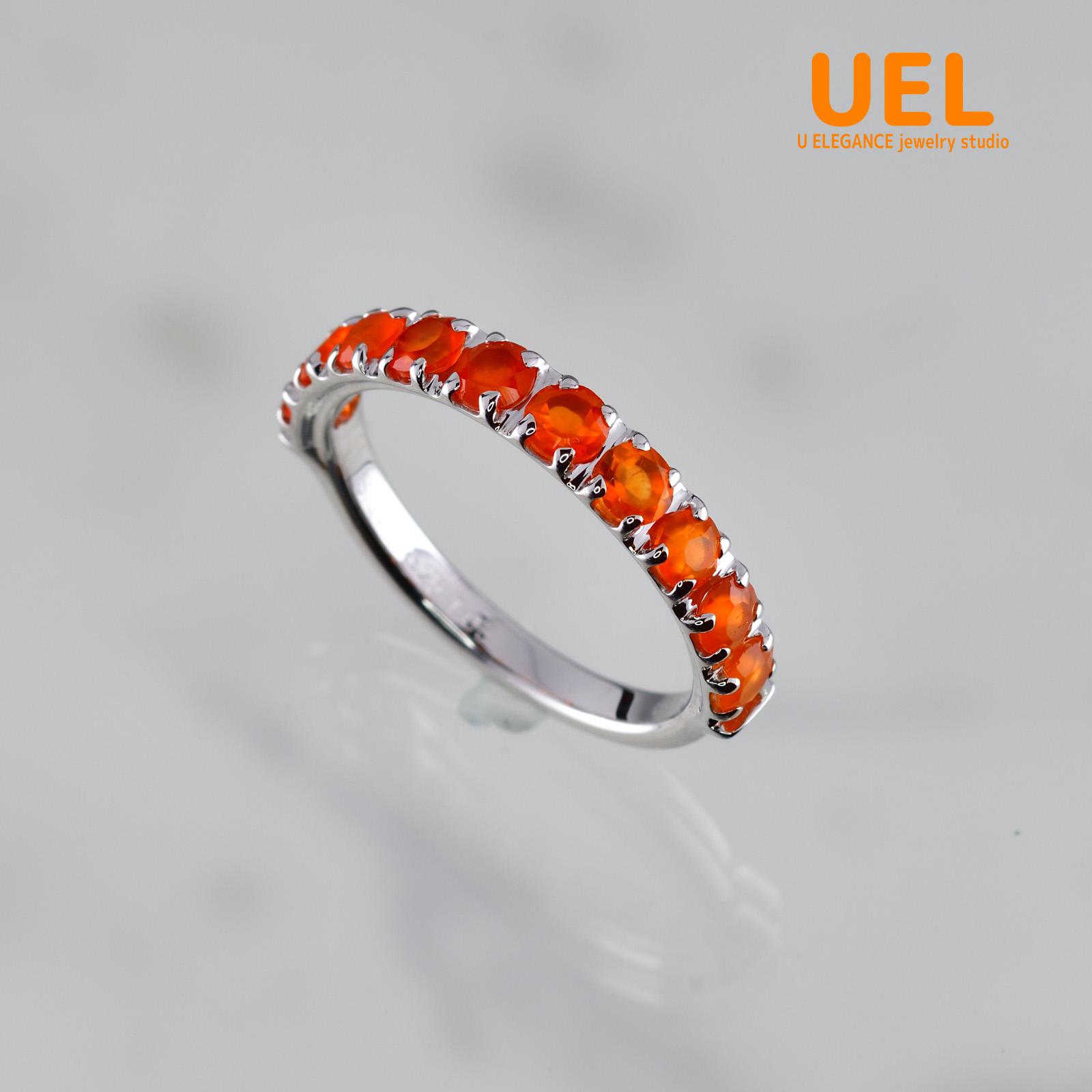 とも様専用　カーネリアン　10石ハーフエタニティリング　綺麗なオレンジ