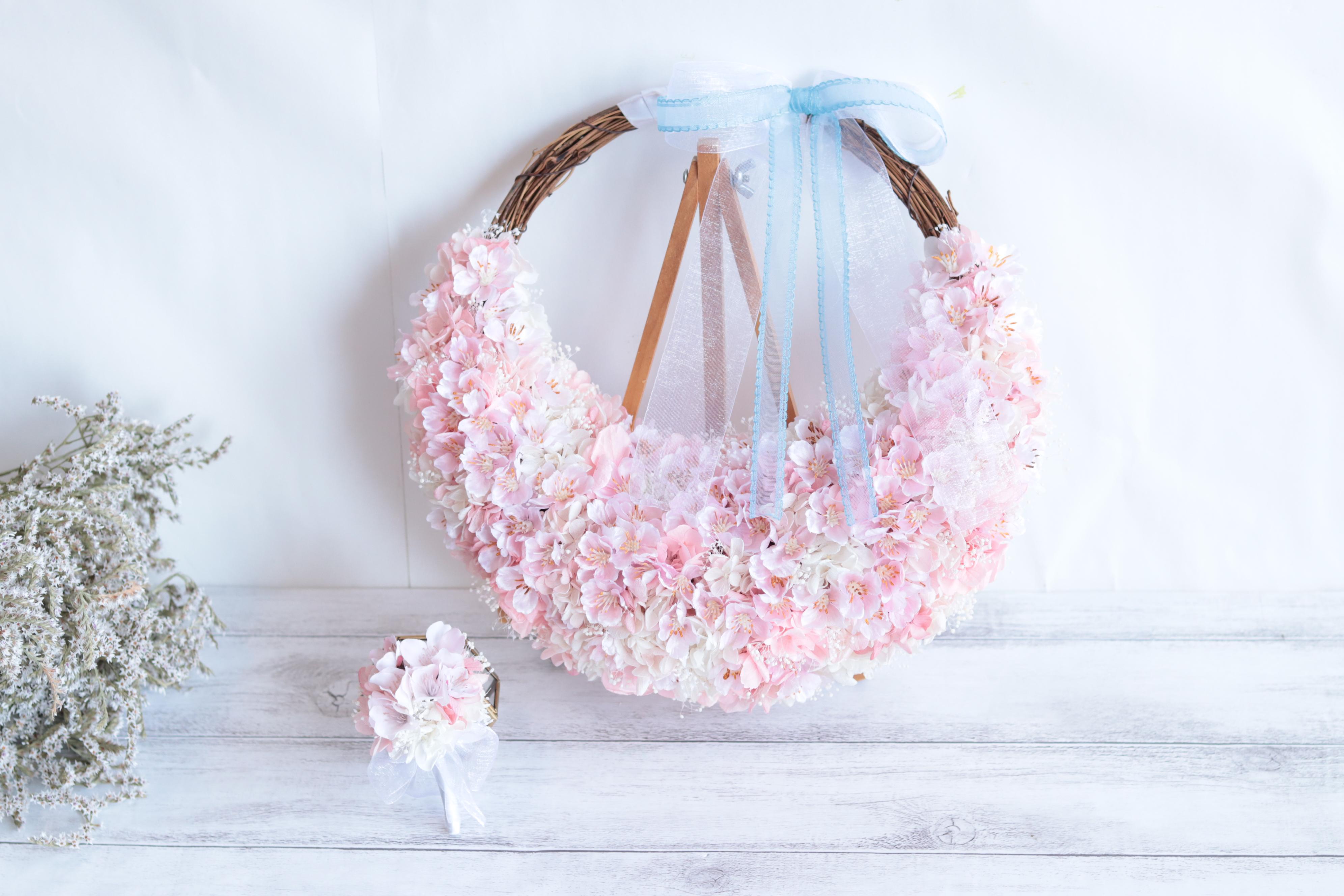 桜のリースブーケ(外径約30cm)＊プリザーブド&アーティフィシャルフラワー